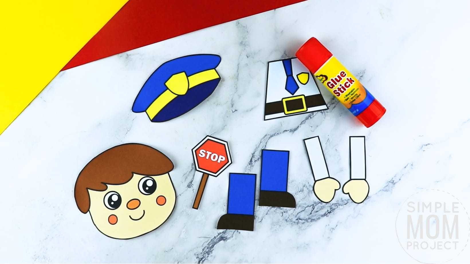 Free printable police officer craft for kids, preschoolers, toddlers and kindergartners