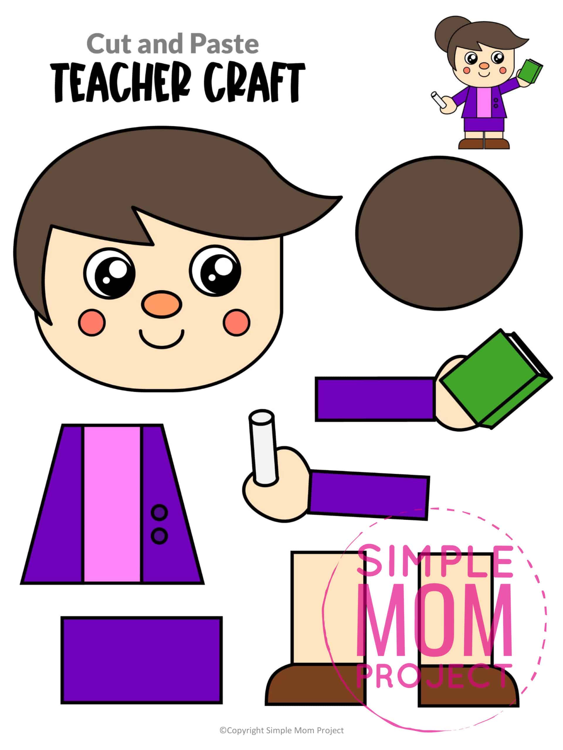 Free printable teacher craft for kids, preschoolers, toddlers and kindergartners