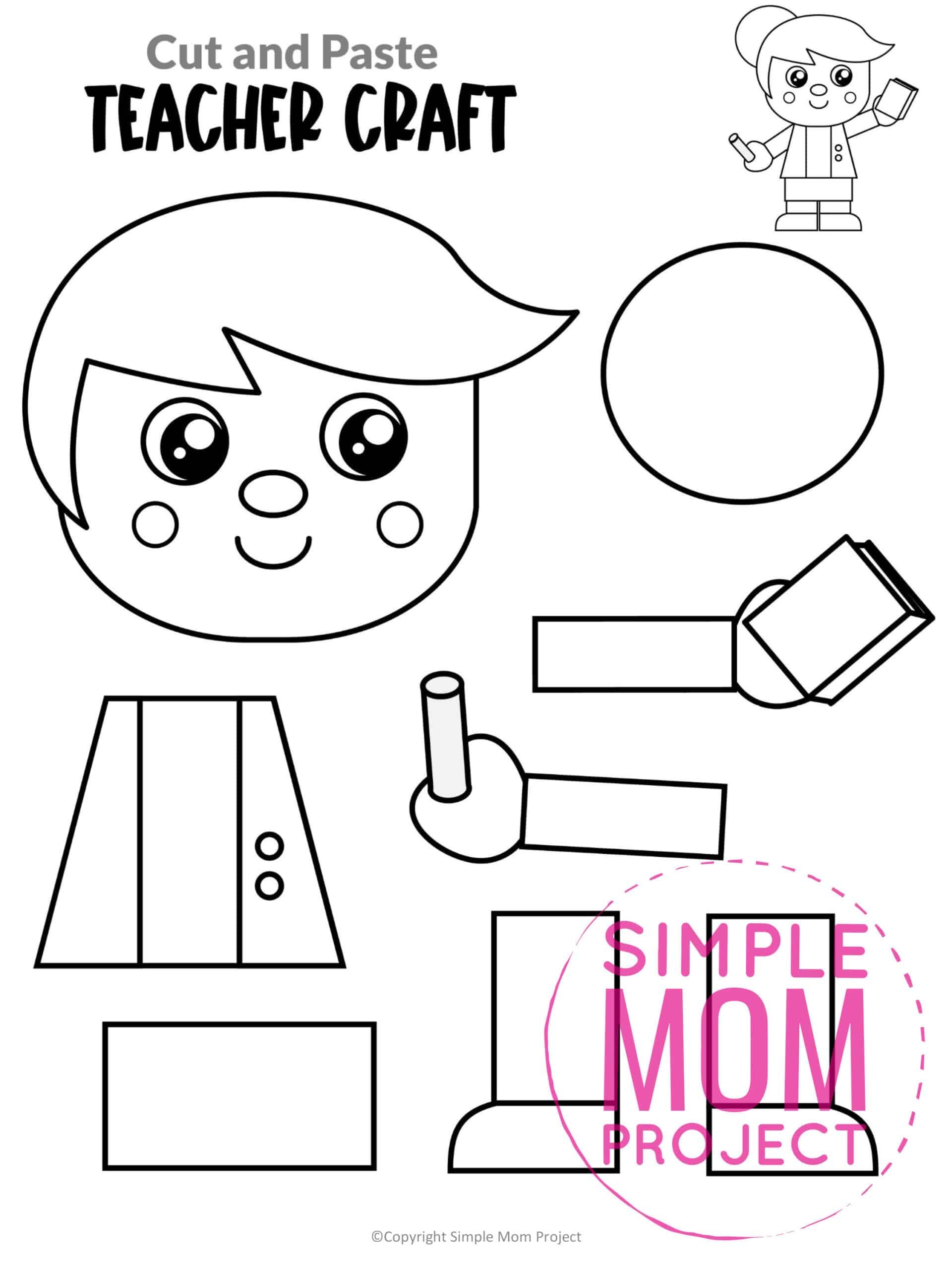 Free printable teacher craft for kids, preschoolers, toddlers and kindergartners