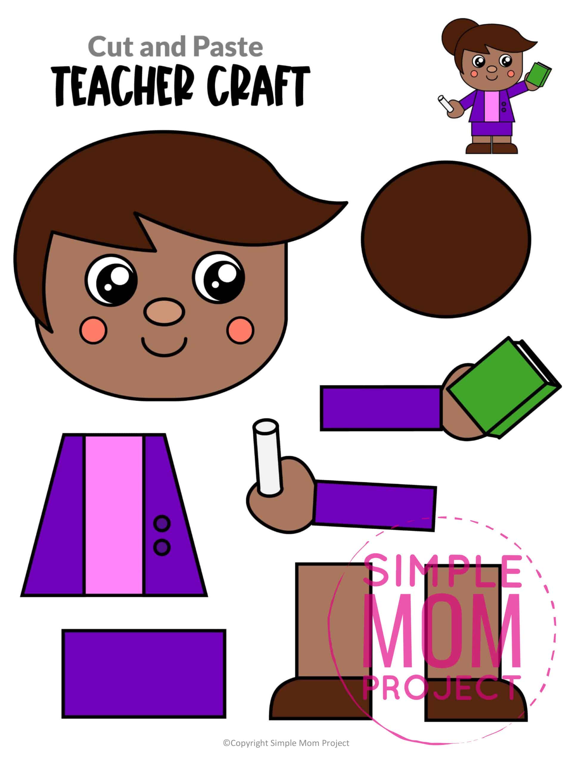 Free printable teacher craft for kids, preschoolers, toddlers and kindergartners
