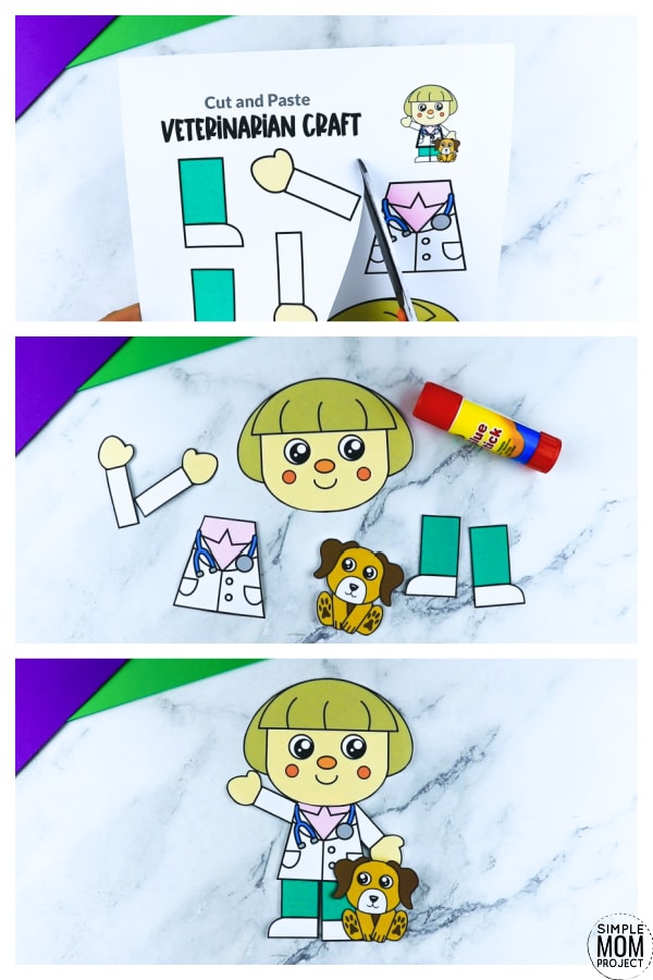 Free printable veterinarian craft for kids, preschoolers, toddlers and kindergartners