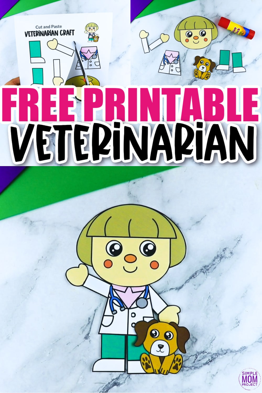 Free printable veterinarian craft for kids, preschoolers, toddlers and kindergartners