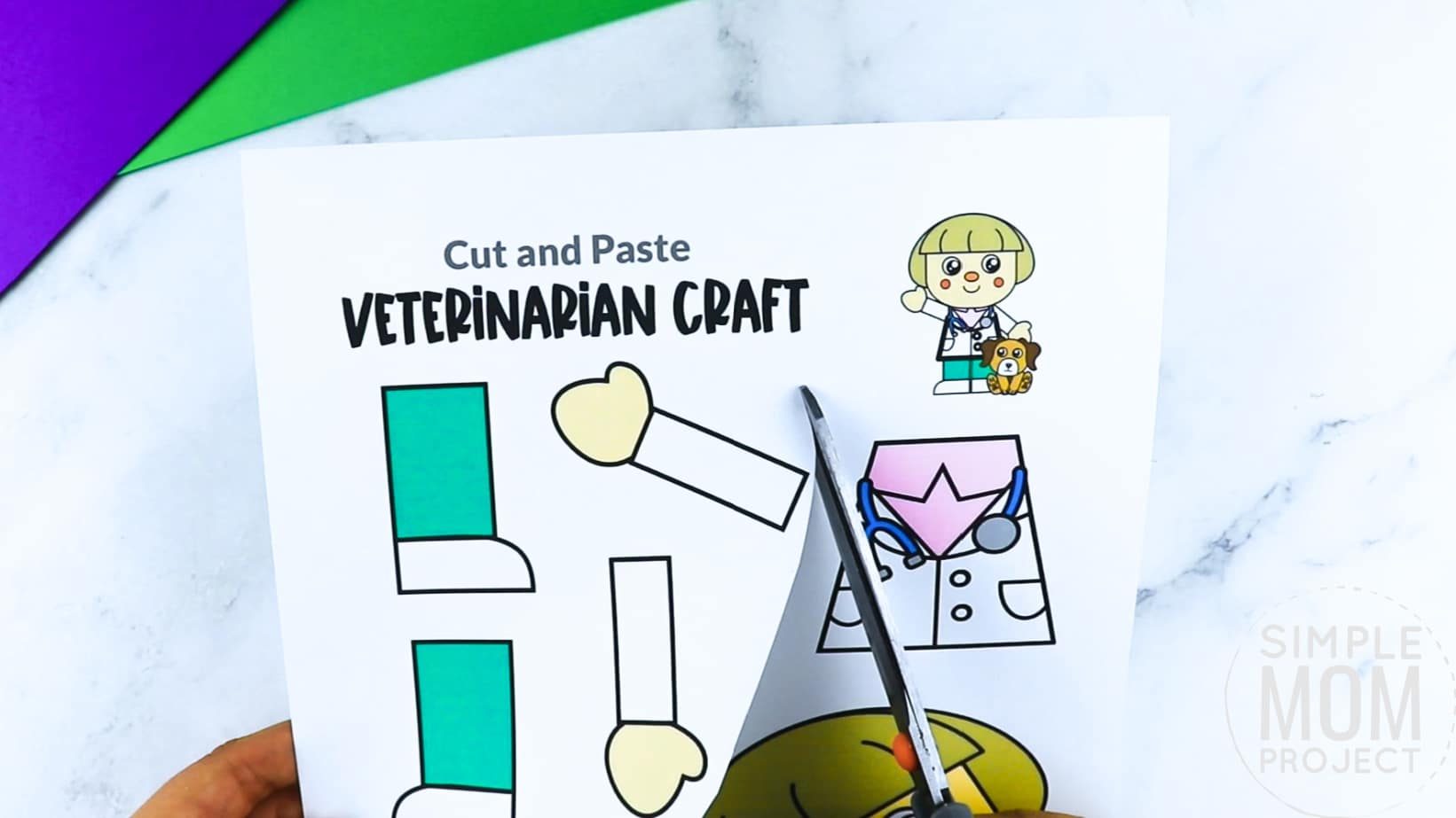 Free printable veterinarian craft for kids, preschoolers, toddlers and kindergartners