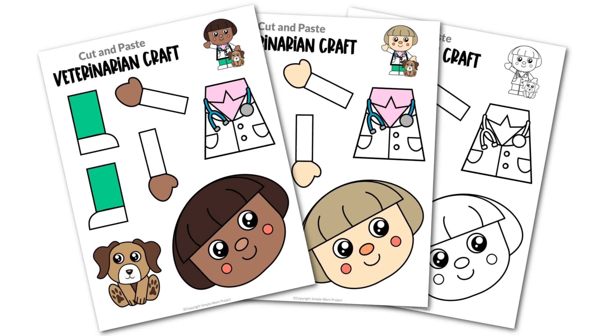 Free printable veterinarian craft for kids, preschoolers, toddlers and kindergartners
