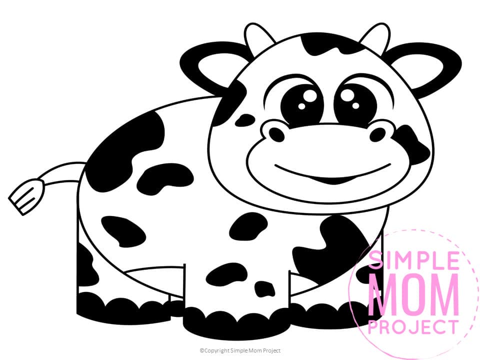 Free Printable Cow Template for Preschoolers toddlers kindergarten kids