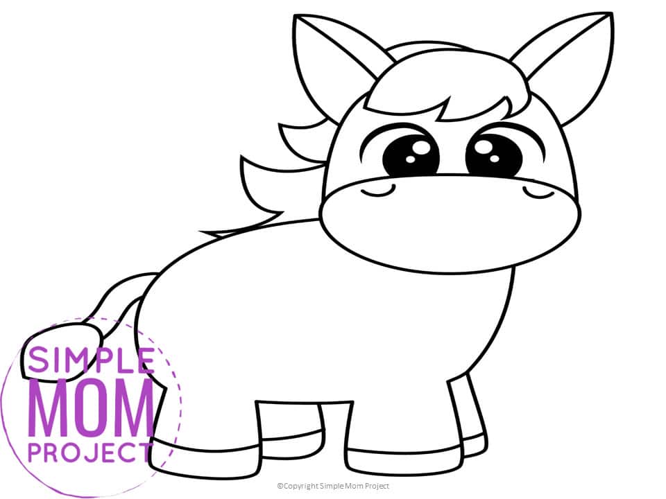 Free Printable Donkey Template for Preschoolers toddlers kindergarten kids