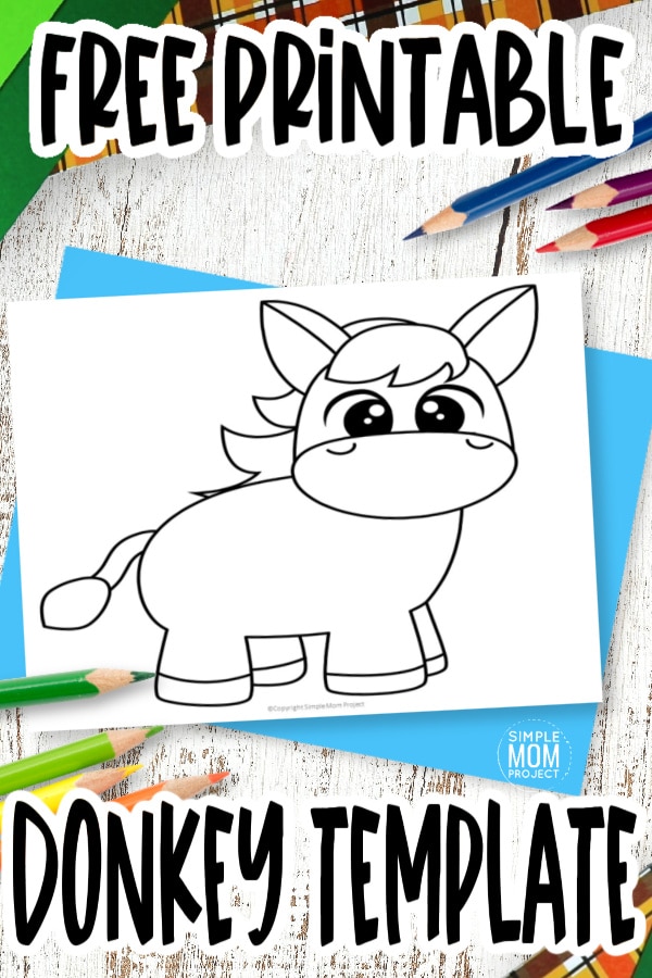 Are you looking for a simple printable donkey template outline? This easy large donkey template works well for a paper bag puppet or a simple donkey coloring page activity. Your preschooler, toddler and kindergarten kids will love this easy donkey craft. Click to download the free printable donkey template today!