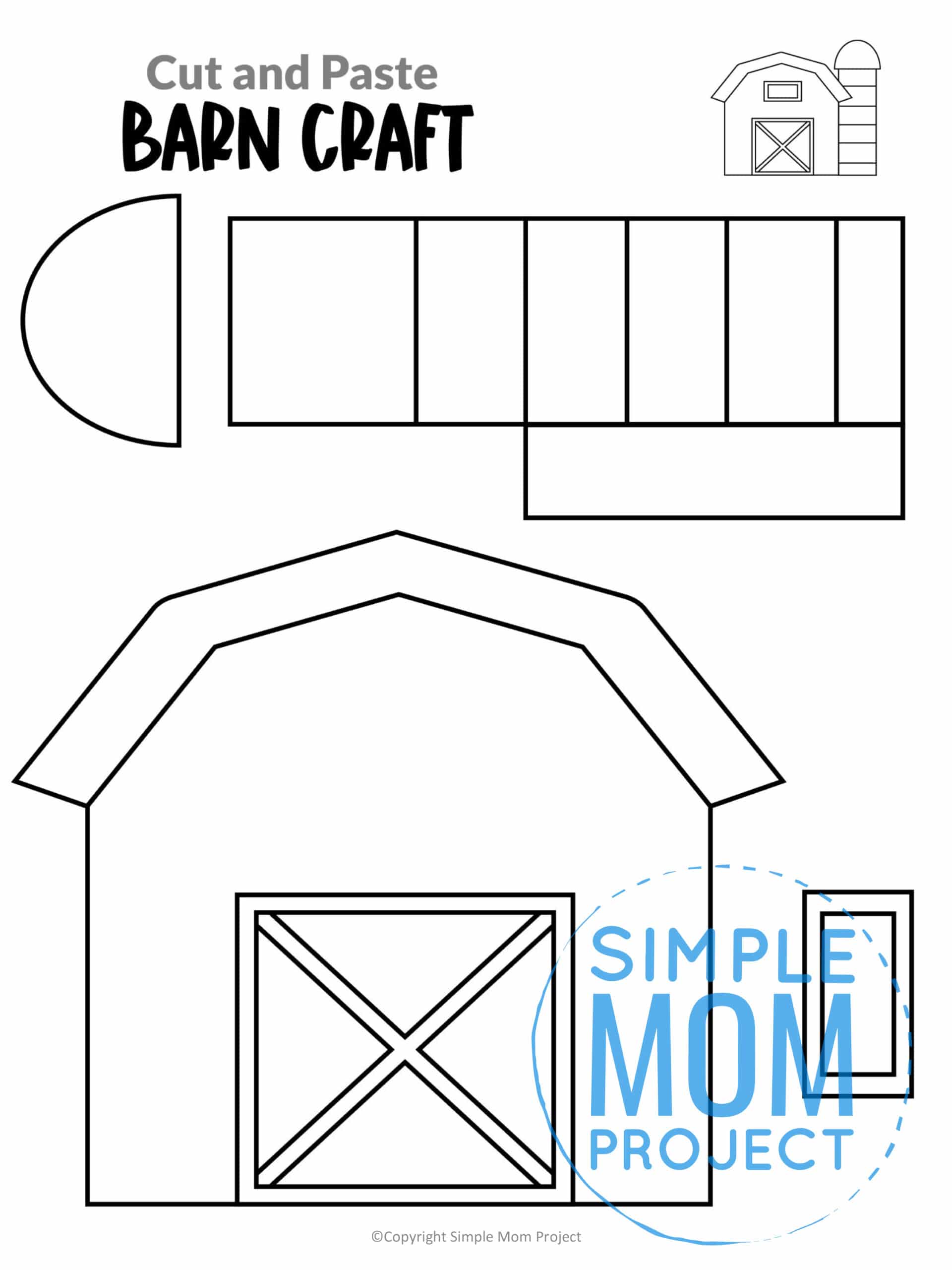 Free printable barn craft for toddlers, preschoolers and kindergartners