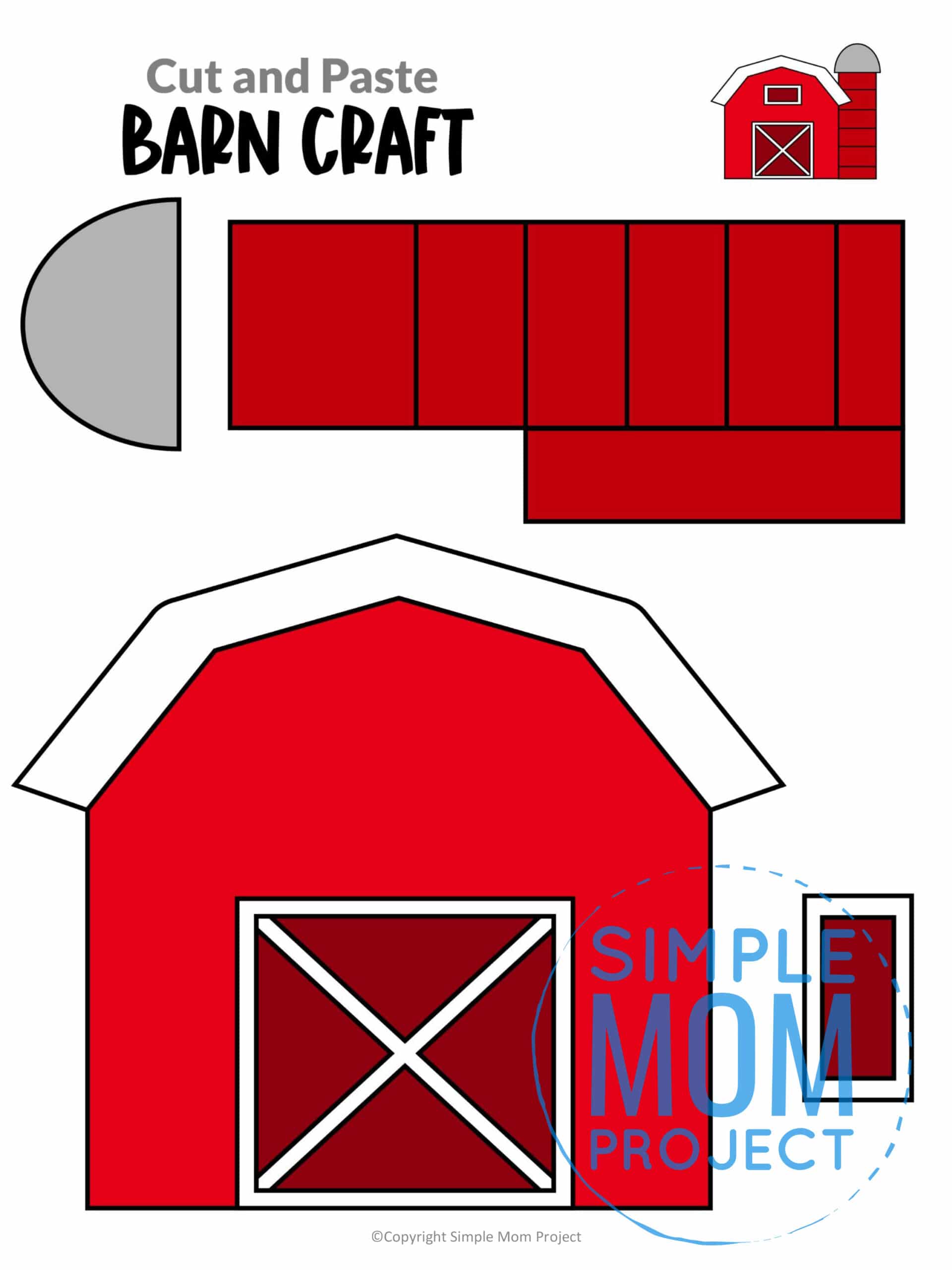 Free printable barn craft for toddlers, preschoolers and kindergartners