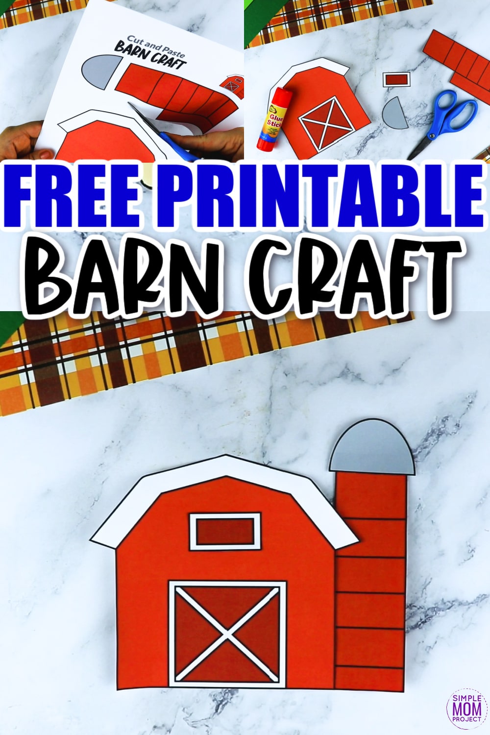 Are you looking for an easy printable barn craft to do with your preschool, kindergarten or toddler kids? This paper craft is a great way to teach the Old Macdonald song. You can glue the big red barn template to a popsicle stick, paper plate, or construction paper and make your own diy preschool farm animal scene!