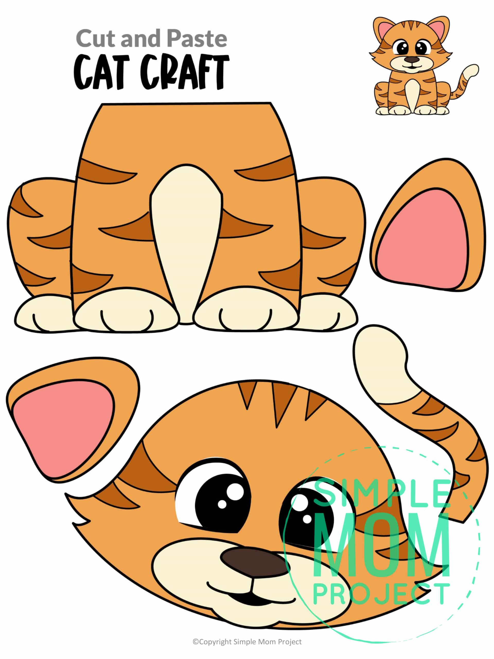 Free Printable Farm Cat Craft and Kitty Craft Kids Preschoolers toddlers