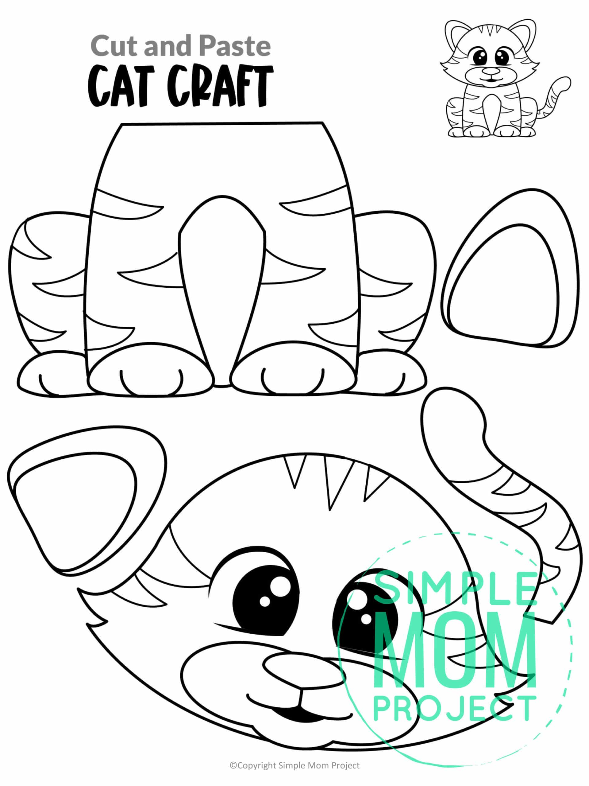 Free Printable Farm Cat Craft and Kitty Craft Kids Preschoolers toddlers