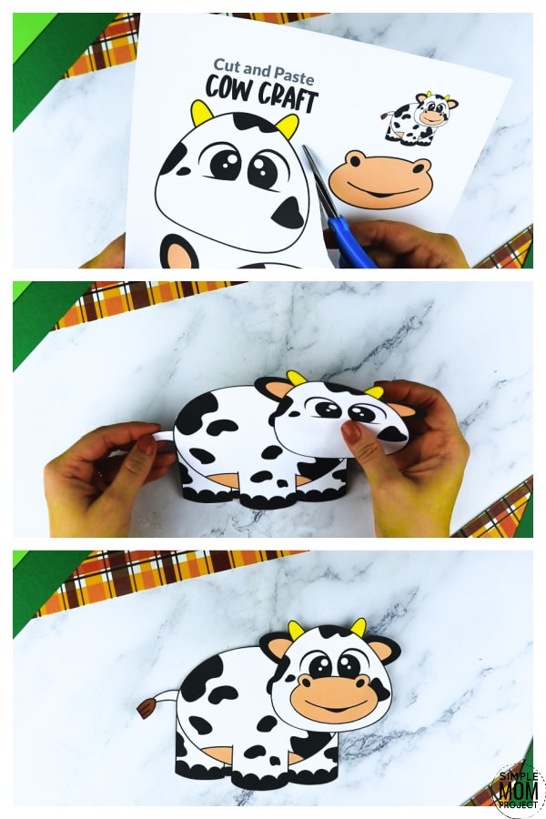 Free printable cow craft for toddlers, preschoolers and kindergartners
