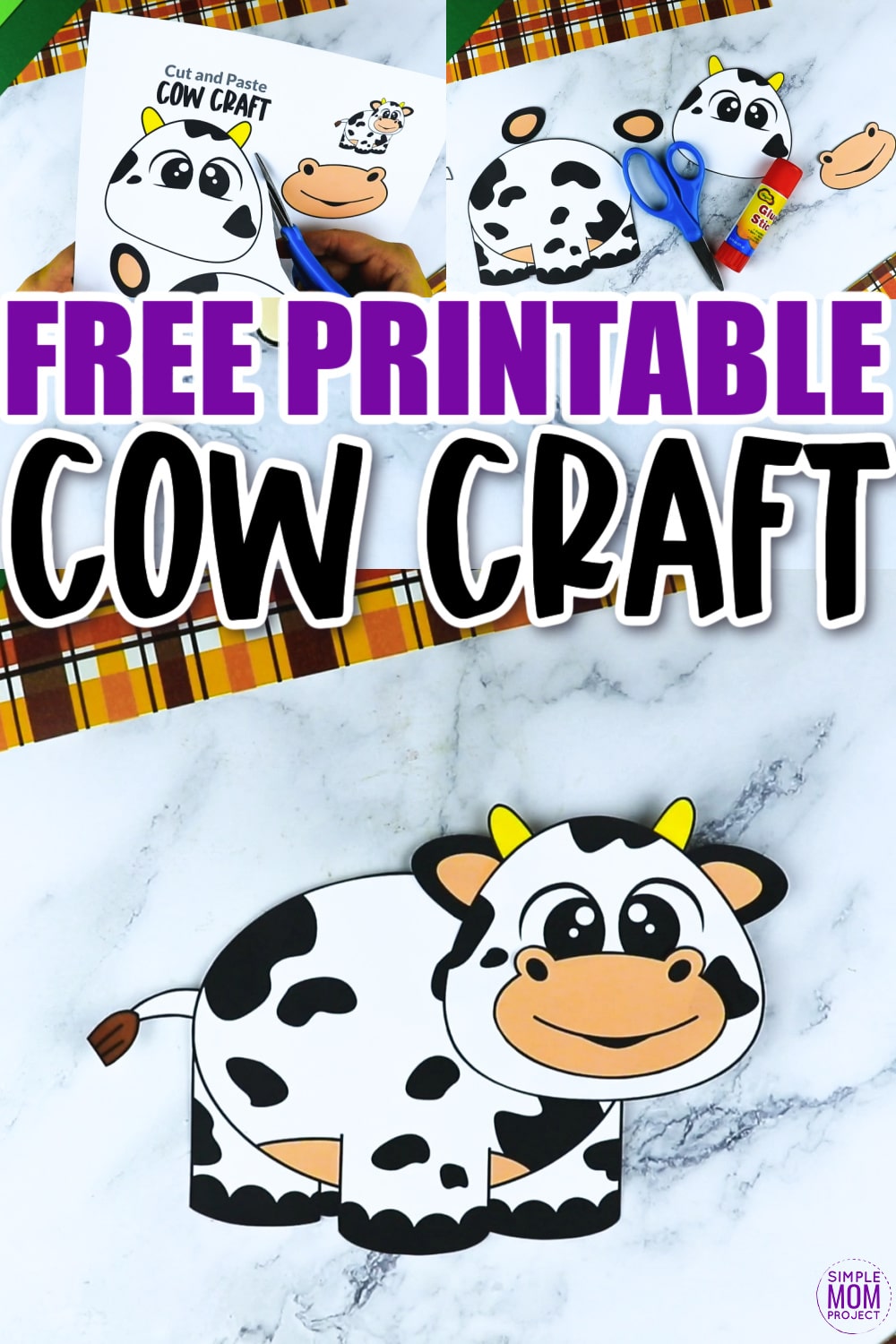 Are you looking for an easy and printable way to teach the letter C? Why not use our fun cow craft? This farm animal cow template is perfect! With the simple cut out cow printable kids of all ages can get involved in this diy cute cow craft. From preschool, toddler and kindergarten age to big kids too, they will all love this farm animal activity!