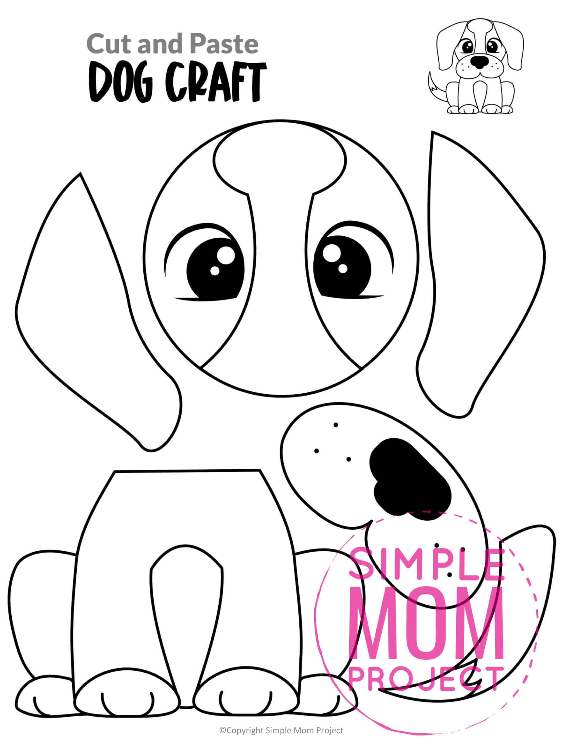 Free Printable Farm Dog Craft and Puppy Kids Preschoolers toddlers