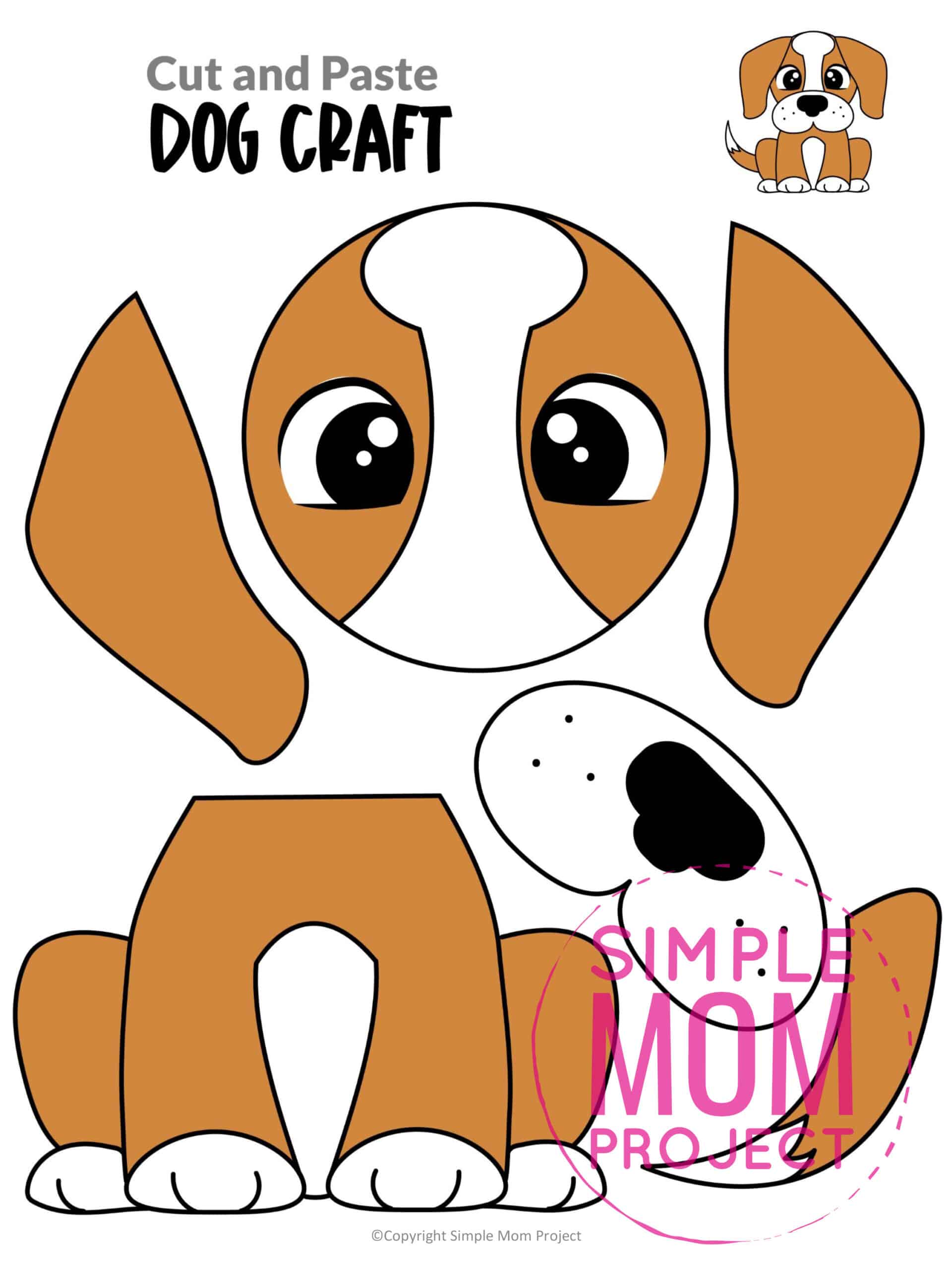 Free Printable Farm Dog Craft and Puppy Kids Preschoolers toddlers