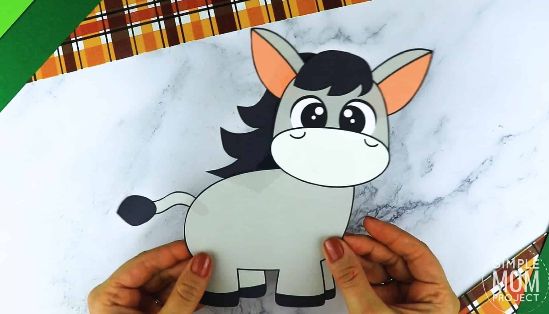 Free Printable Farm Donkey Craft for Kids Preschoolers toddlers