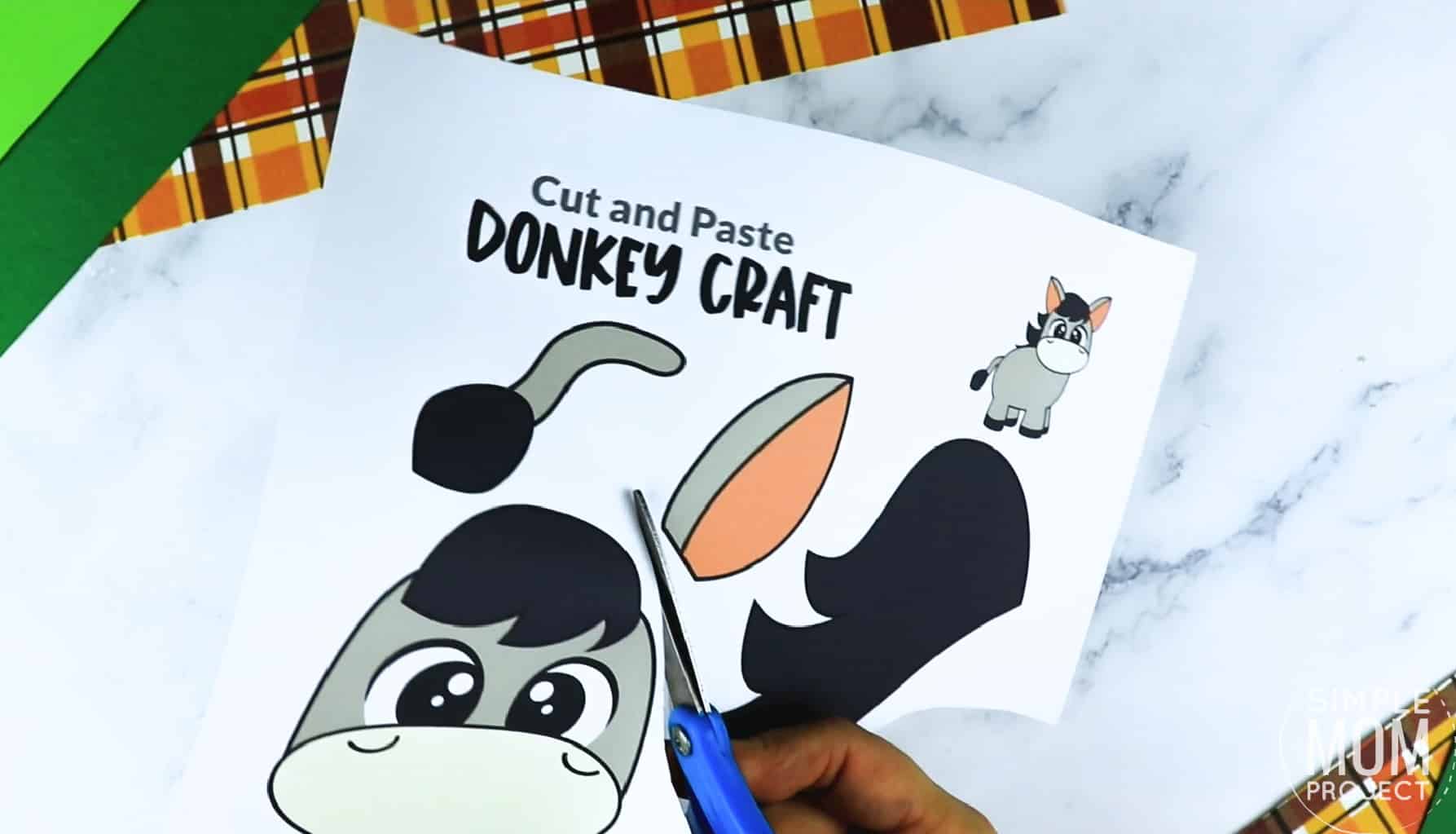 Free Printable Farm Donkey Craft for Kids Preschoolers toddlers