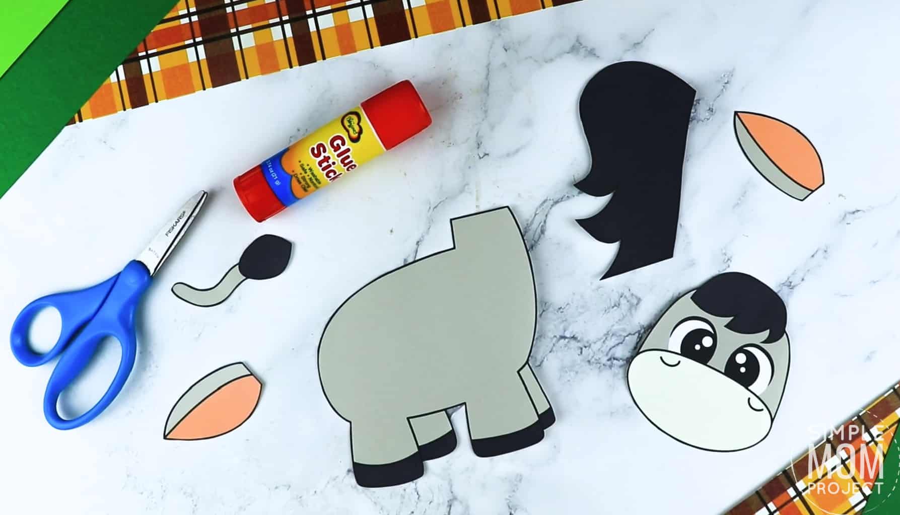 Free Printable Farm Donkey Craft for Kids Preschoolers toddlers