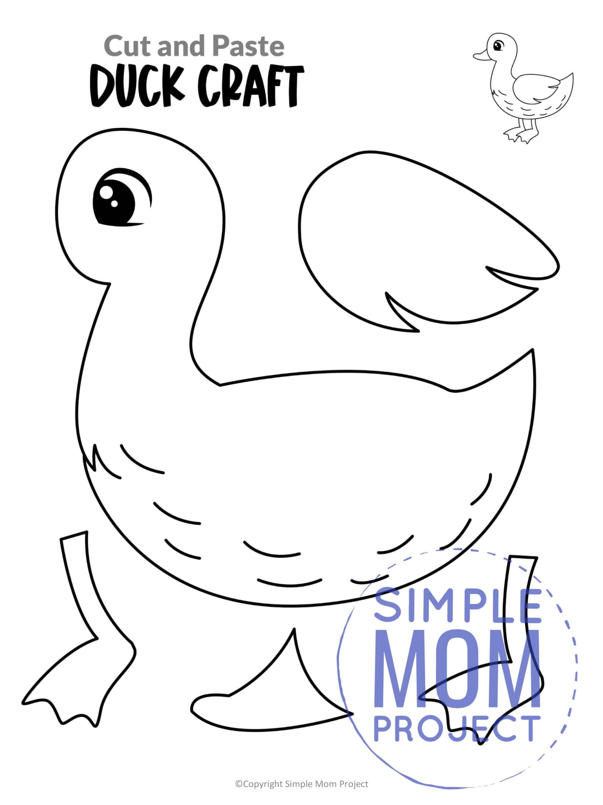 Free Printable Farm Duck Craft for Kids Preschoolers toddlers