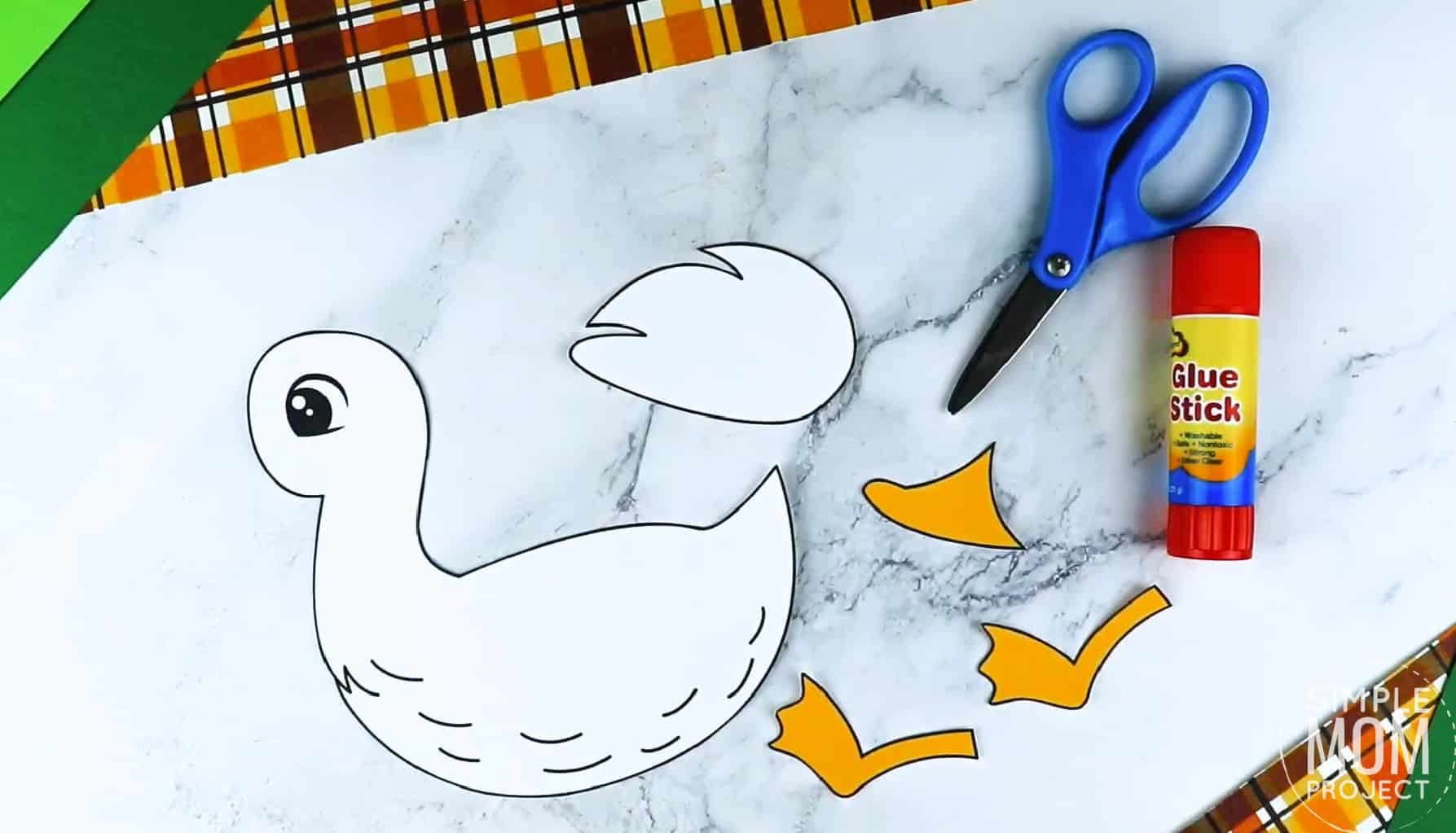 Free Printable Farm Duck Craft for Kids Preschoolers toddlers