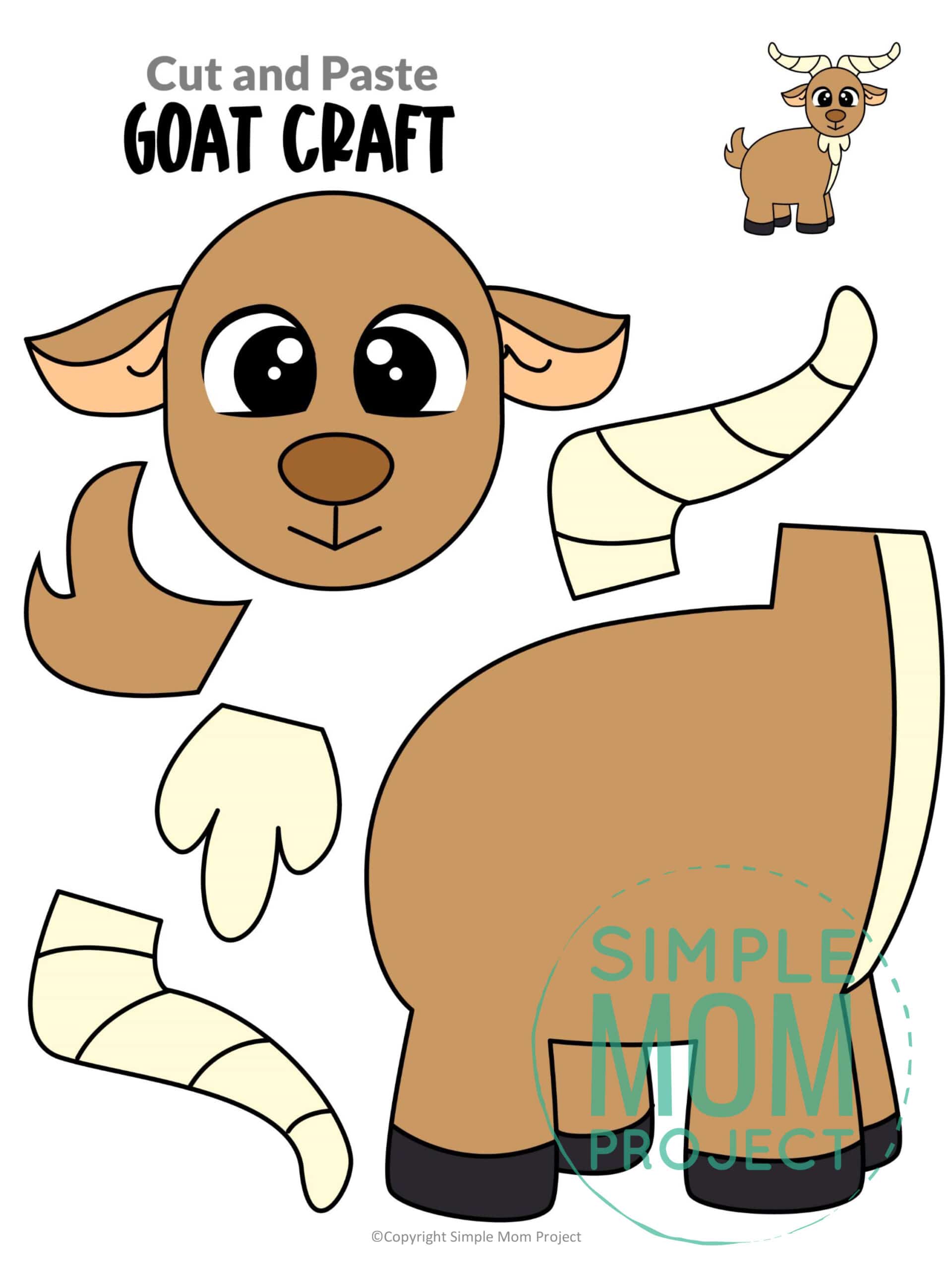 Free Printable Farm Goat Craft for Kids Preschoolers toddlers