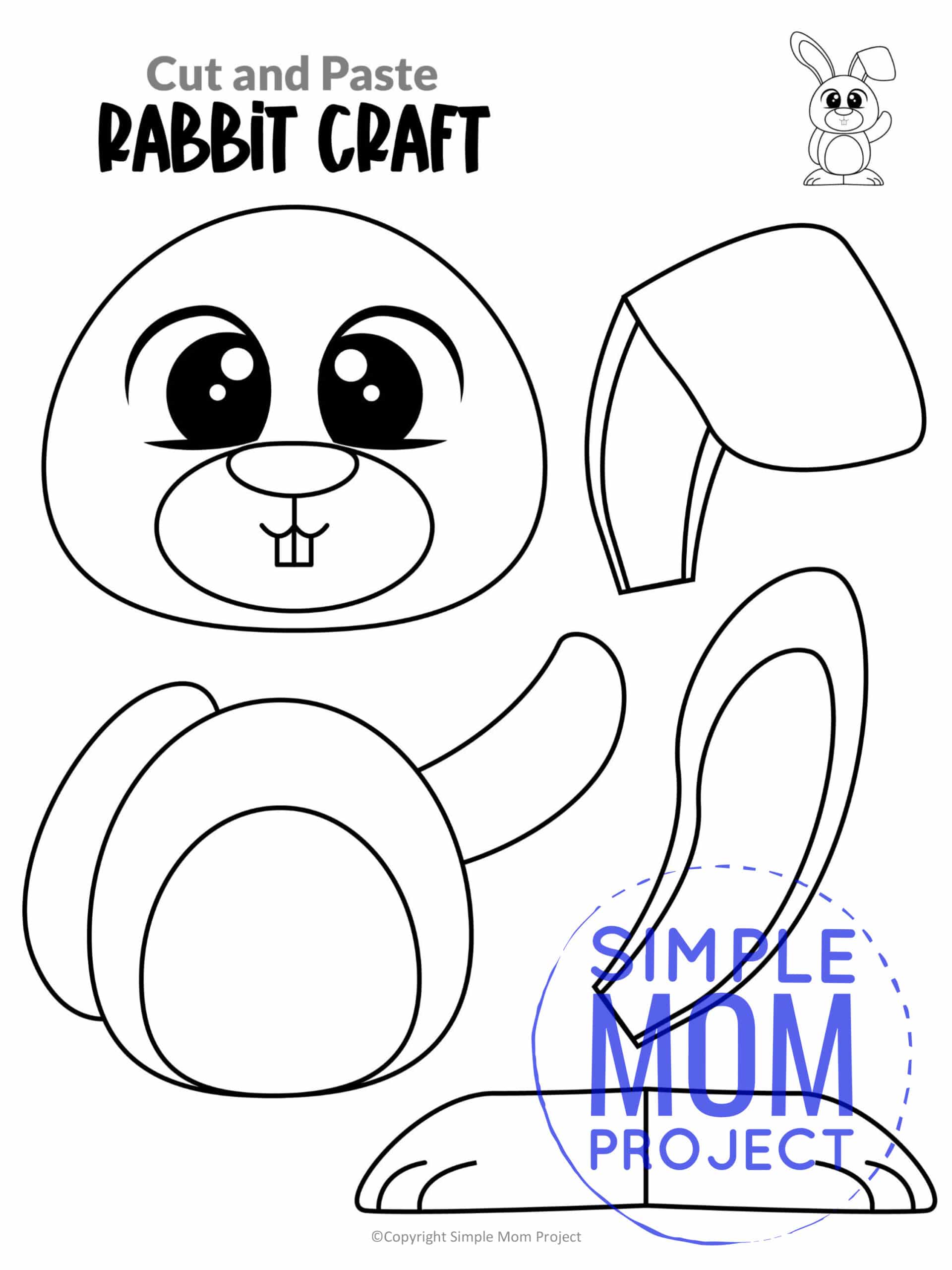 Free Printable Farm Rabbit Craft Bunny Craft for Kids Preschoolers toddlers