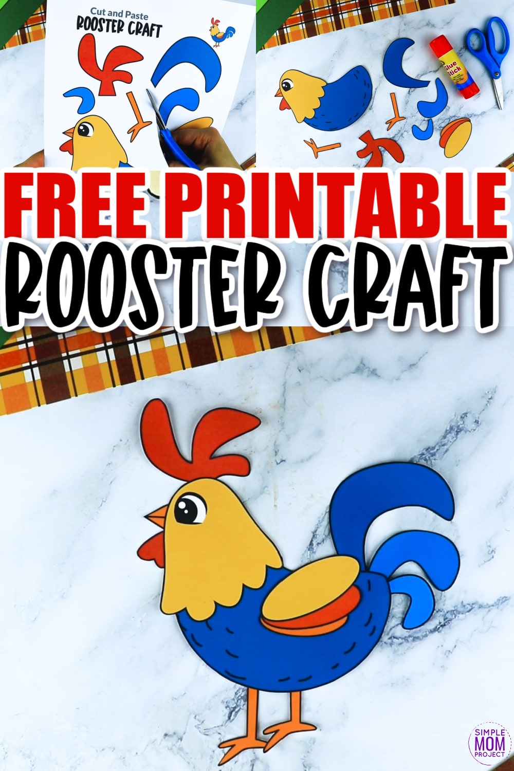 Are you looking for a fun and easy way to teach the letter R? Why not use our free printable farm animal rooster template and make this rooster craft today! You can glue the rooster template to a paper plate or use the cute rooster template in your next felt project. Kids of all ages will love making this diy rooster art project including preschool, toddler, and kindergarten classes!
