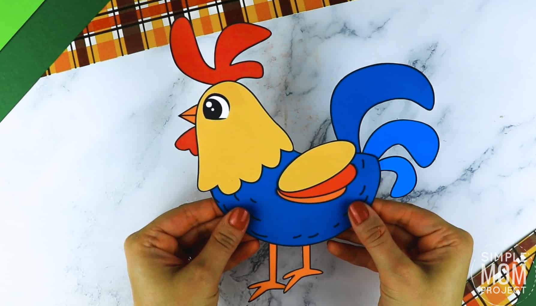 Free Printable Farm Rooster Craft for Kids Preschoolers toddlers
