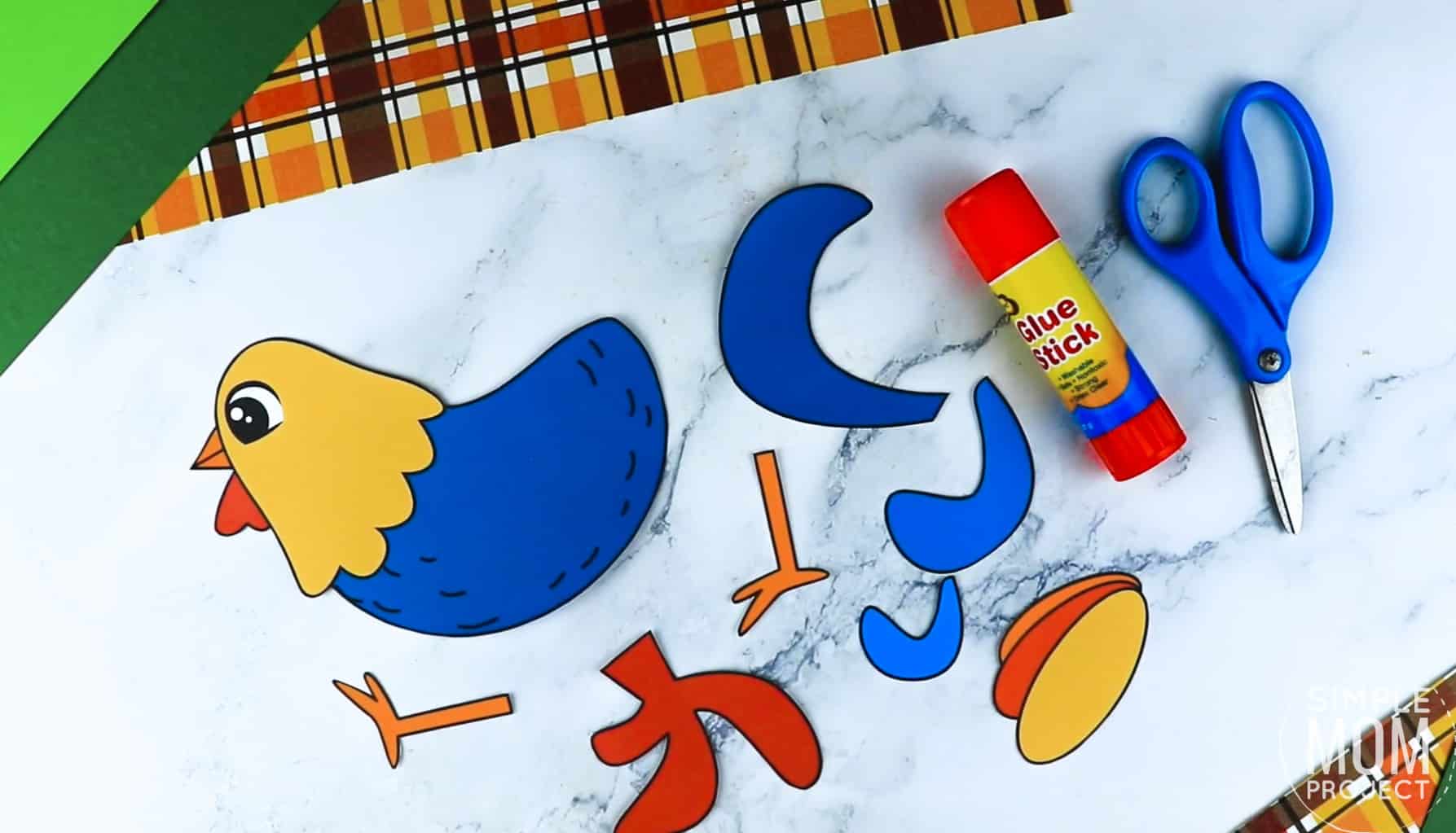 Free Printable Farm Rooster Craft for Kids Preschoolers toddlers