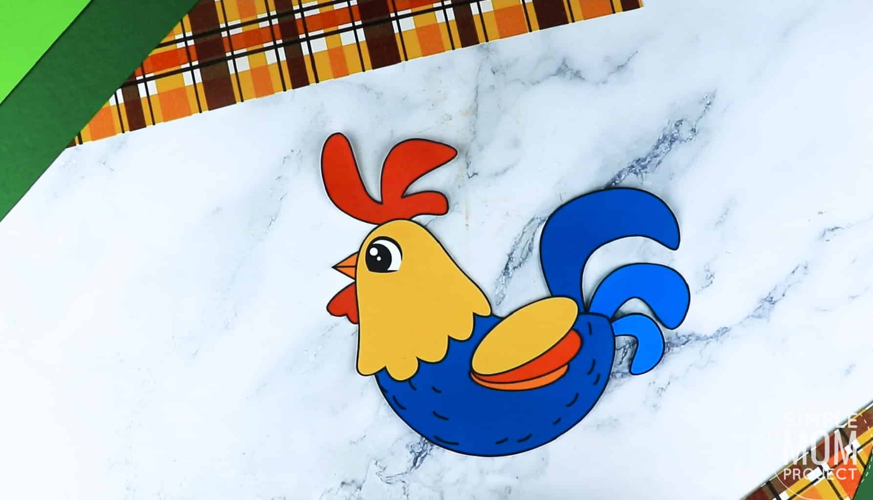 Free Printable Farm Rooster Craft for Kids Preschoolers toddlers