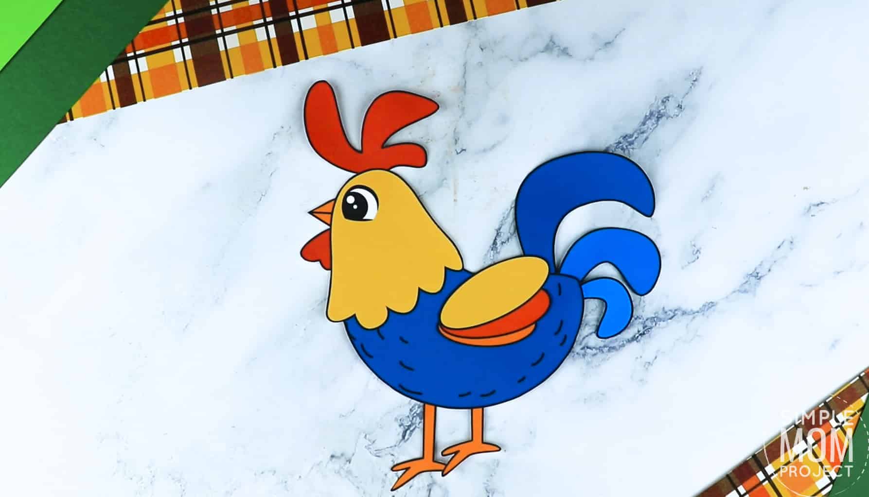 Free Printable Farm Rooster Craft for Kids Preschoolers toddlers