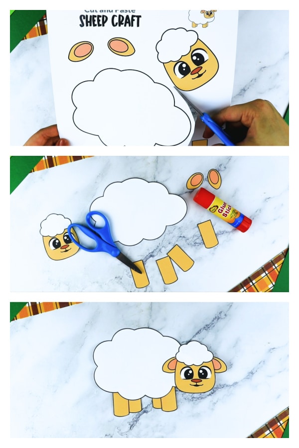Free Printable Farm Sheep Craft Lamb Craft for Kids Preschoolers toddlers