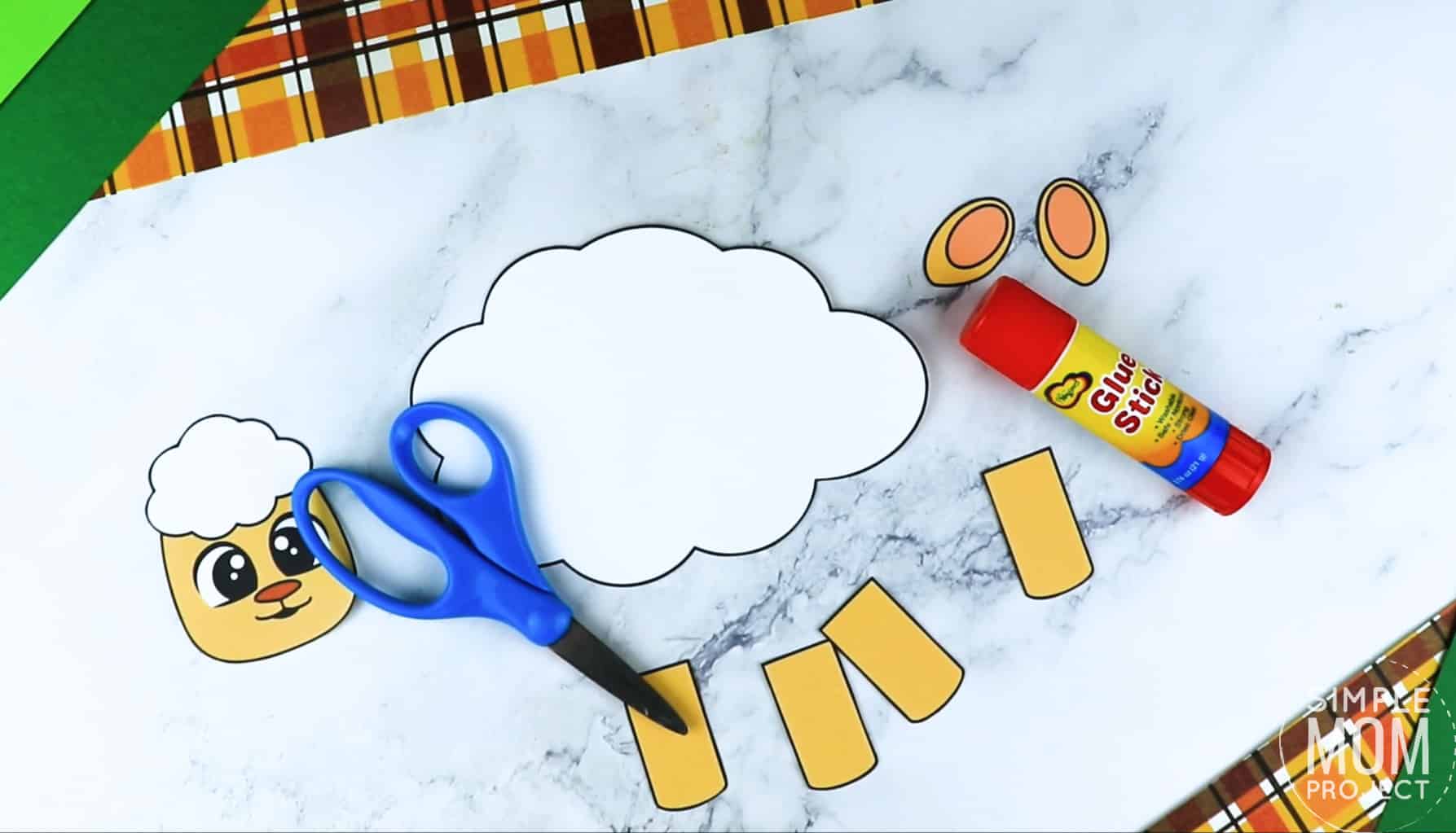 Free Printable Farm Sheep Craft Lamb Craft for Kids Preschoolers toddlers