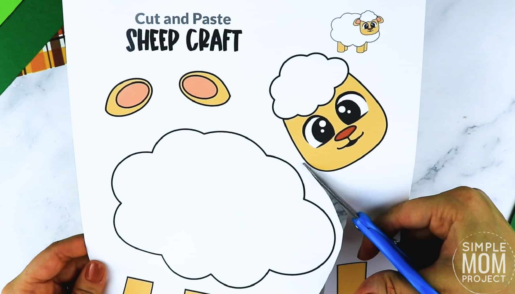 Free Printable Farm Sheep Craft Lamb Craft for Kids Preschoolers toddlers
