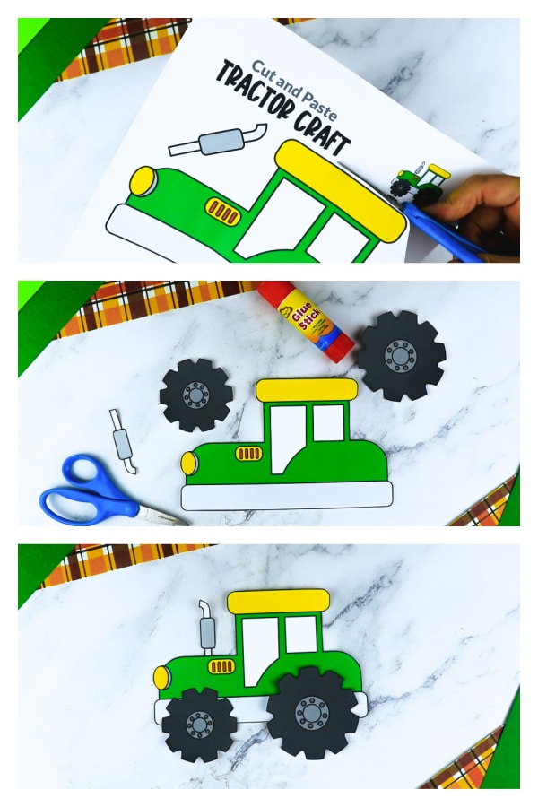 Free Printable Farm Tractor Craft for Kids Preschoolers toddlers