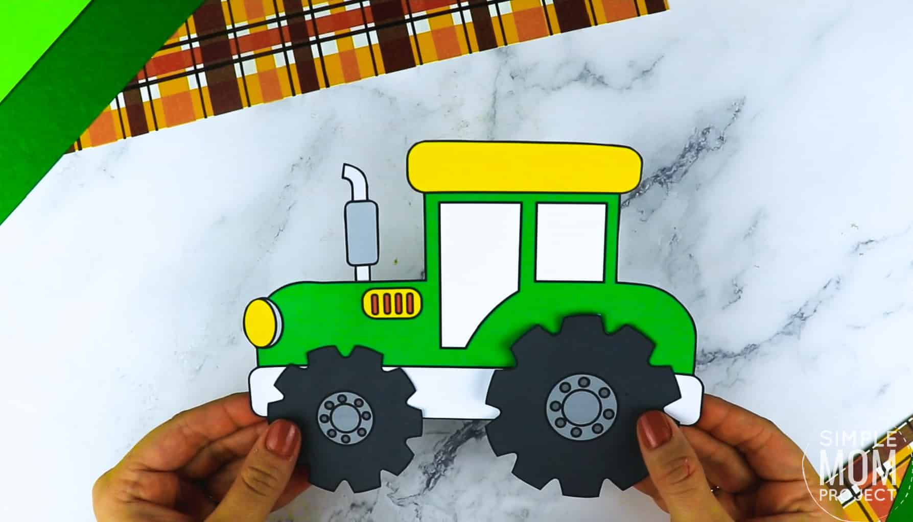 Free Printable Farm Tractor Craft for Kids Preschoolers toddlers