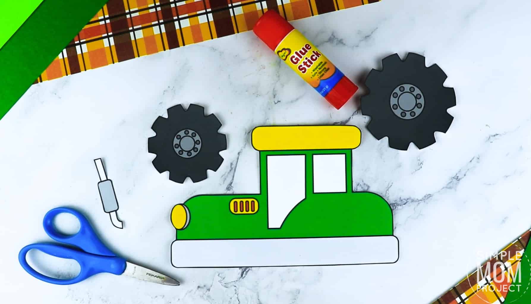 Free Printable Farm Tractor Craft for Kids Preschoolers toddlers