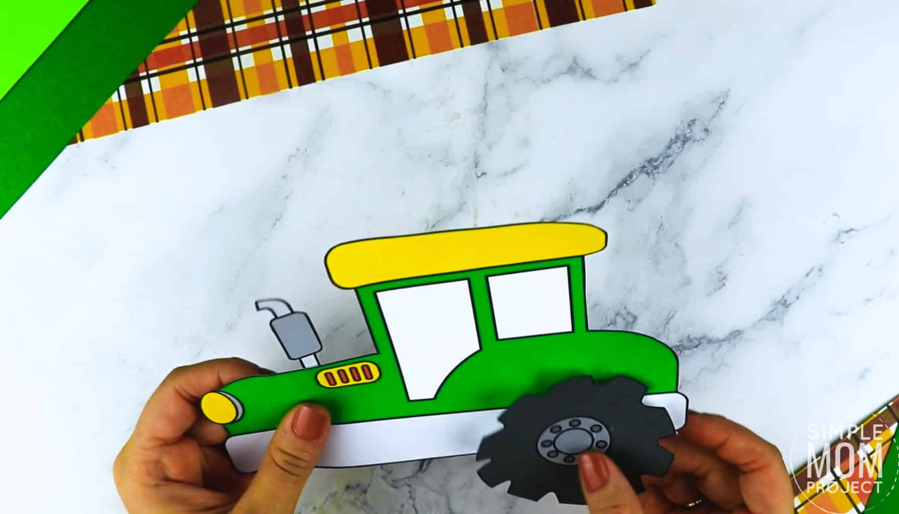 Free Printable Farm Tractor Craft for Kids Preschoolers toddlers