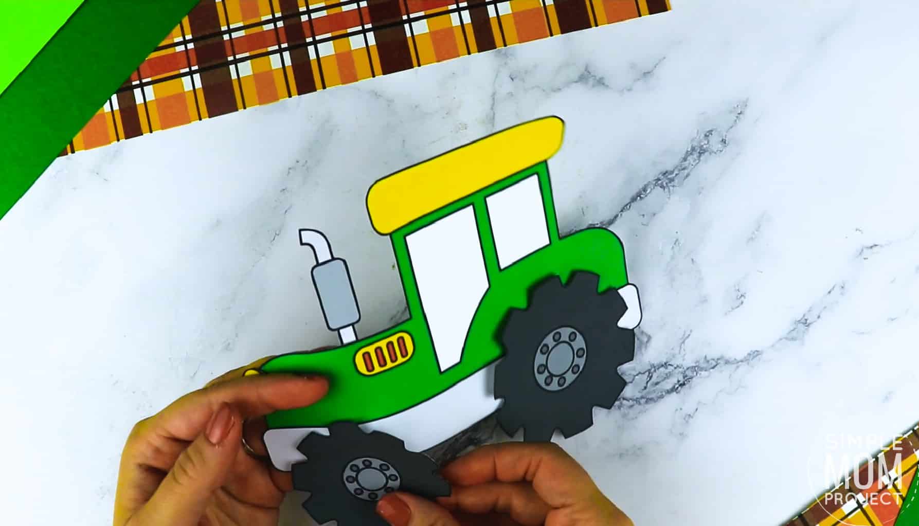 Free Printable Farm Tractor Craft for Kids Preschoolers toddlers