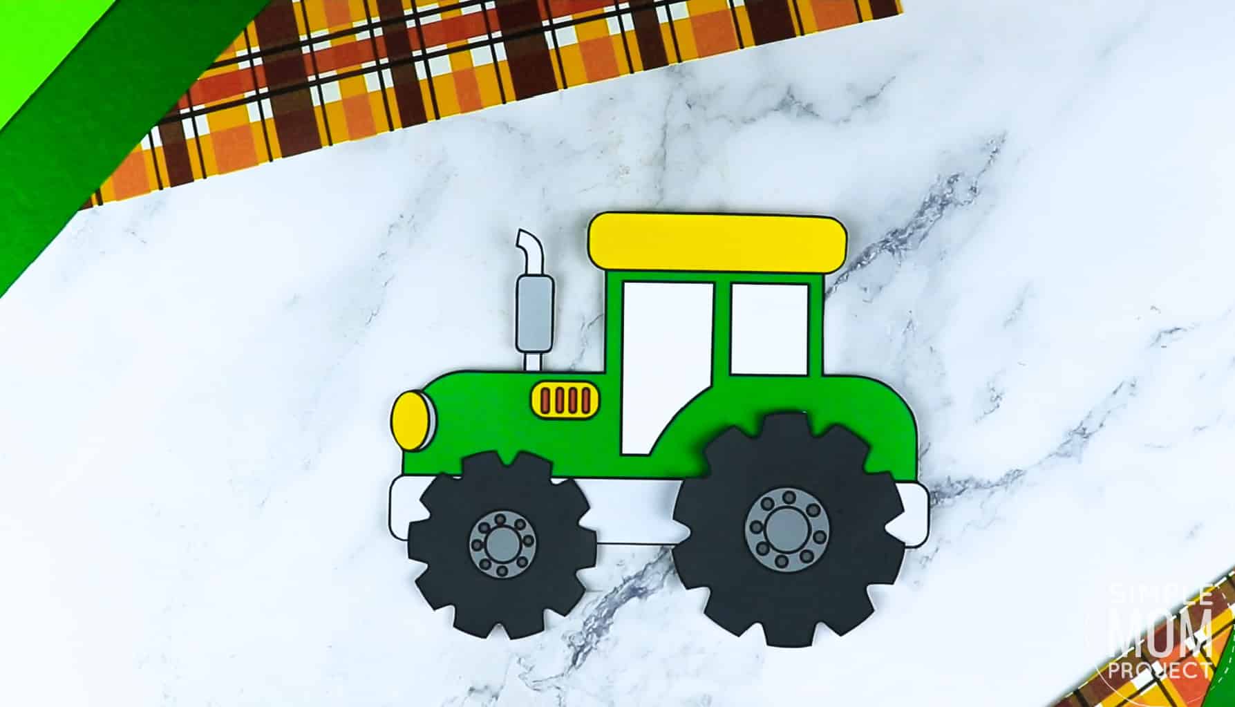 Free Printable Farm Tractor Craft for Kids Preschoolers toddlers