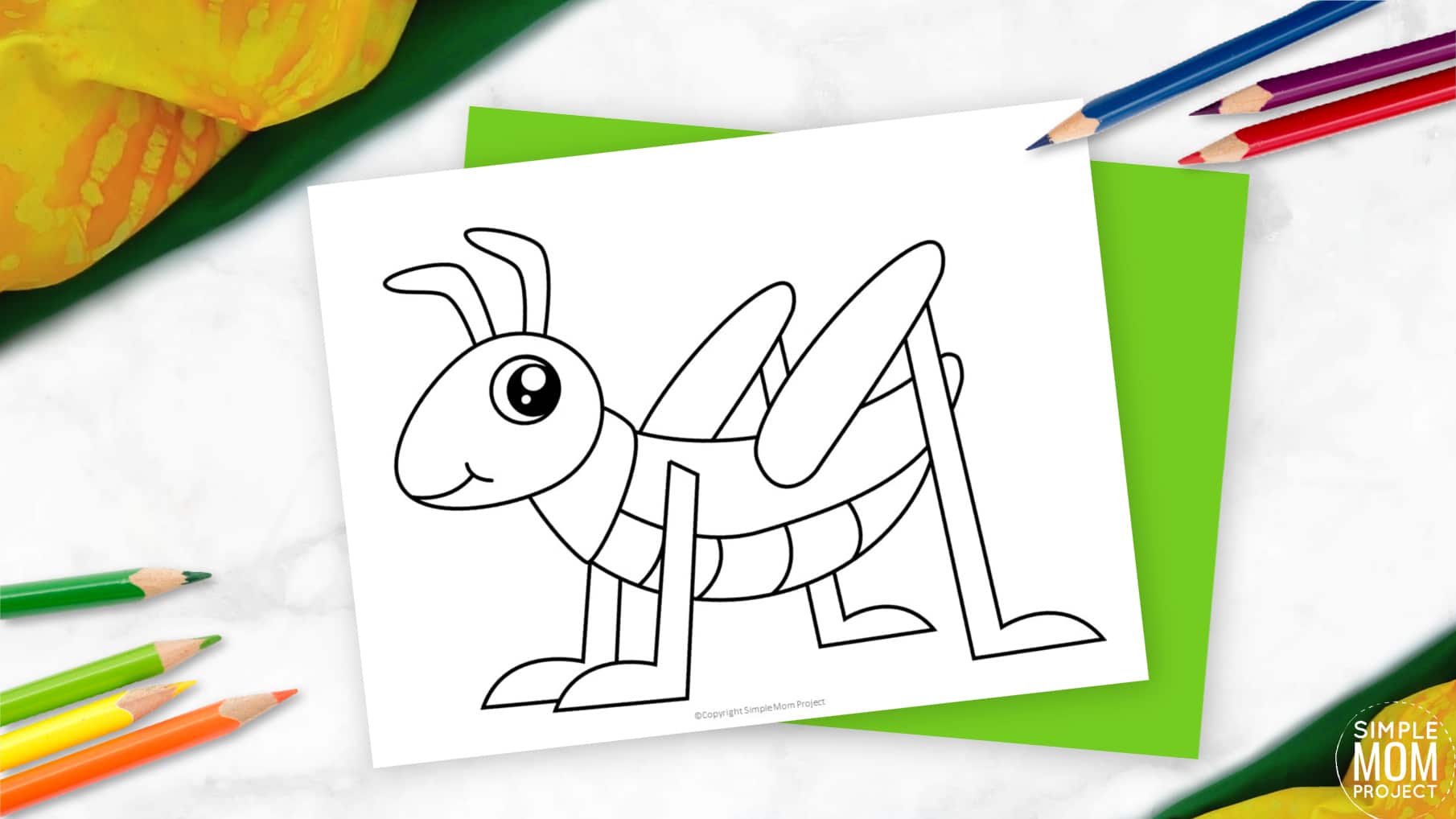Free Printable Grasshopper template for preschoolers, toddlers, and kindergartners