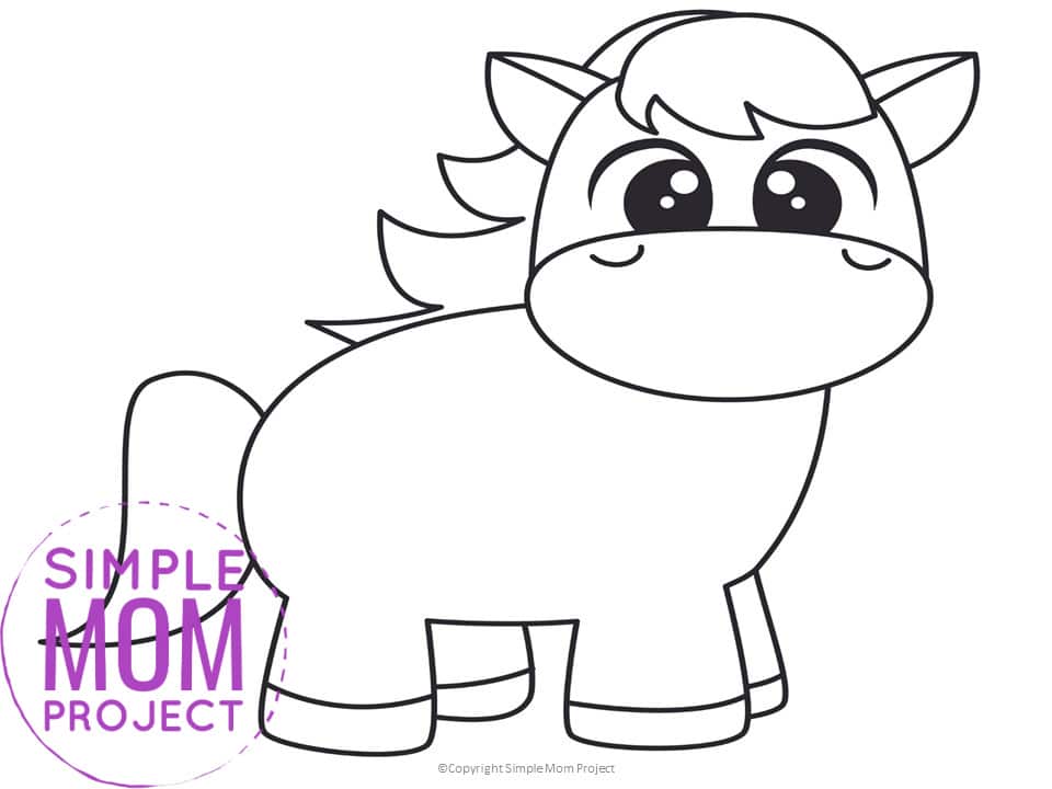 Free Printable Horse Template for Preschoolers toddlers kindergarten kids