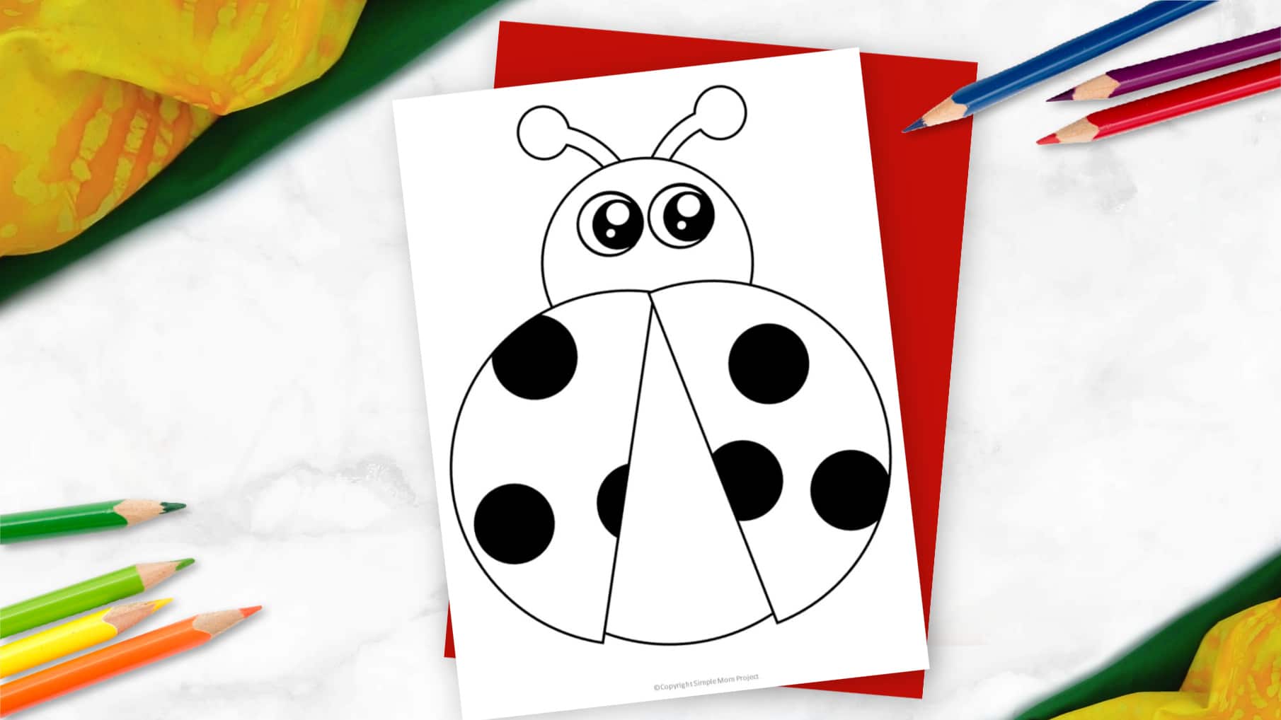 Free Printable Ladybug template for preschoolers, toddlers, and kindergartners