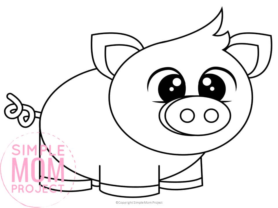 Free Printable Pig Template for Preschoolers toddlers kindergarten kids