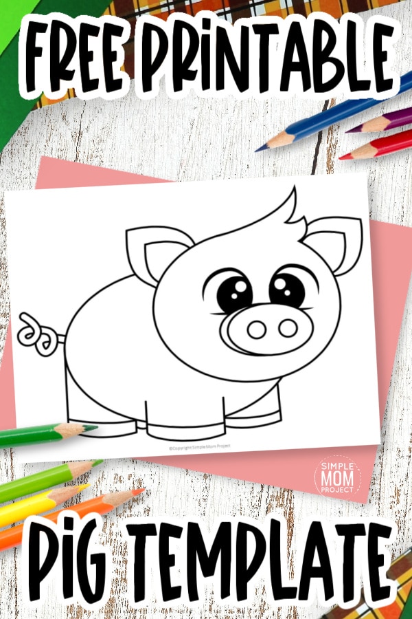 Click now to find this free printable pig template outline great of any preschool cut out project or farm animal unit. The pig stencil is great for felt or paper plate craft activities or turn the pig template into an easy and simple coloring page for fun letter P learning or while you tell the story of the Three Little Pigs.