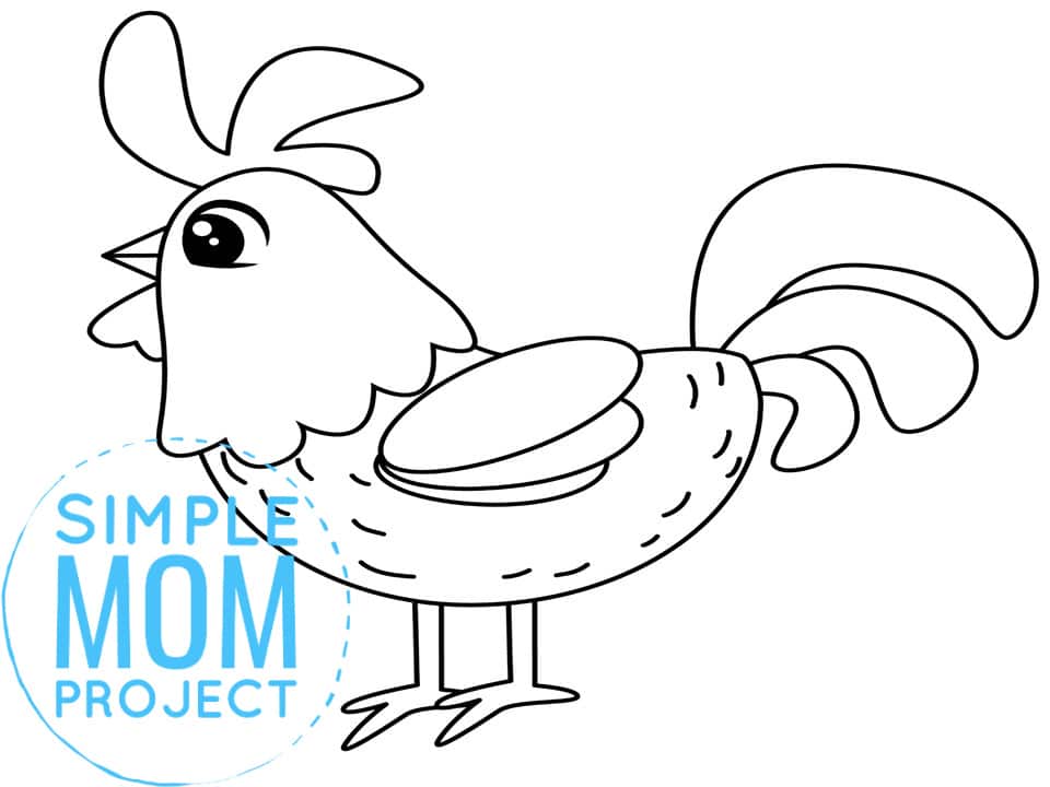 Free Printable Rooster Template for Preschoolers toddlers kindergarten kids