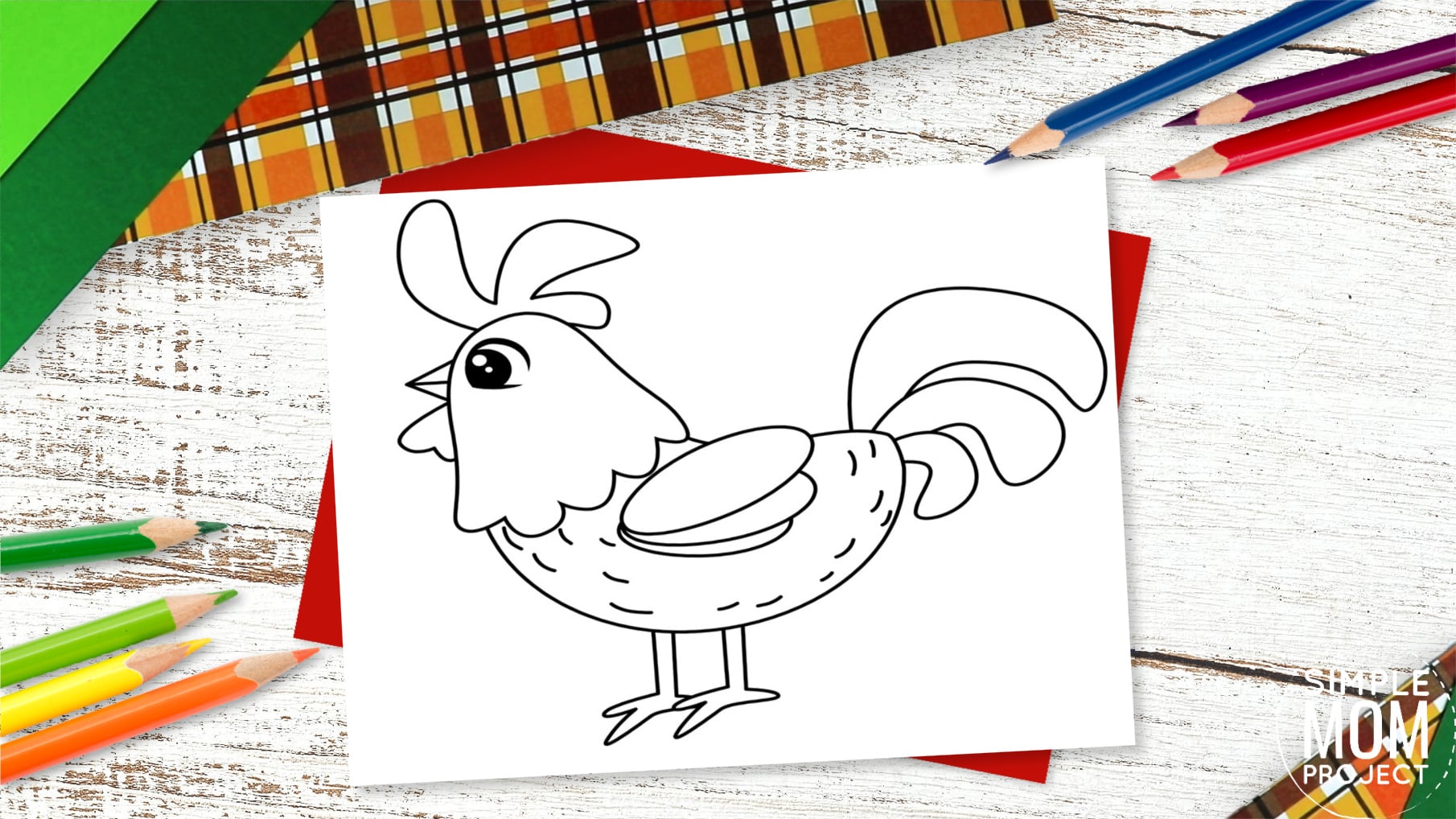 Free Printable Rooster Template for Preschoolers toddlers kindergarten kids