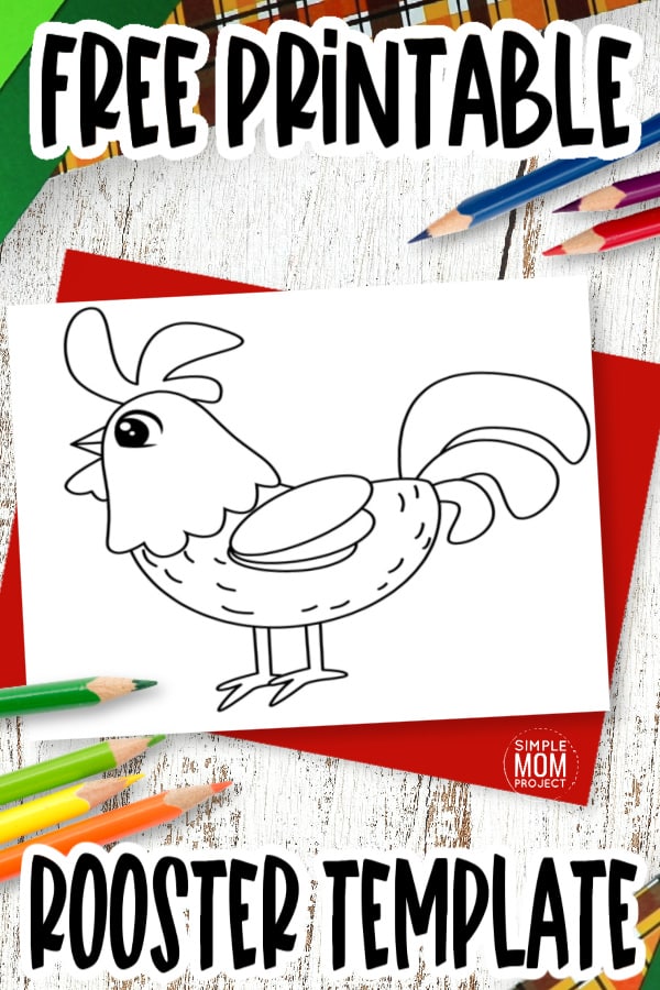 Are you looking for a simple preschool rooster printable template? Use our simple rooster template for a fun coloring page or drawing farm animal activity or use the easy rooster stencil for a fun string art activity. Click and download the free printable rooster template today!