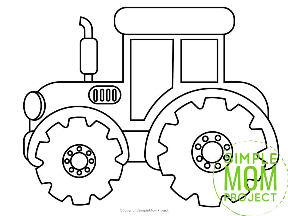 Free Printable Tractor Template for Preschoolers toddlers kindergarten kids